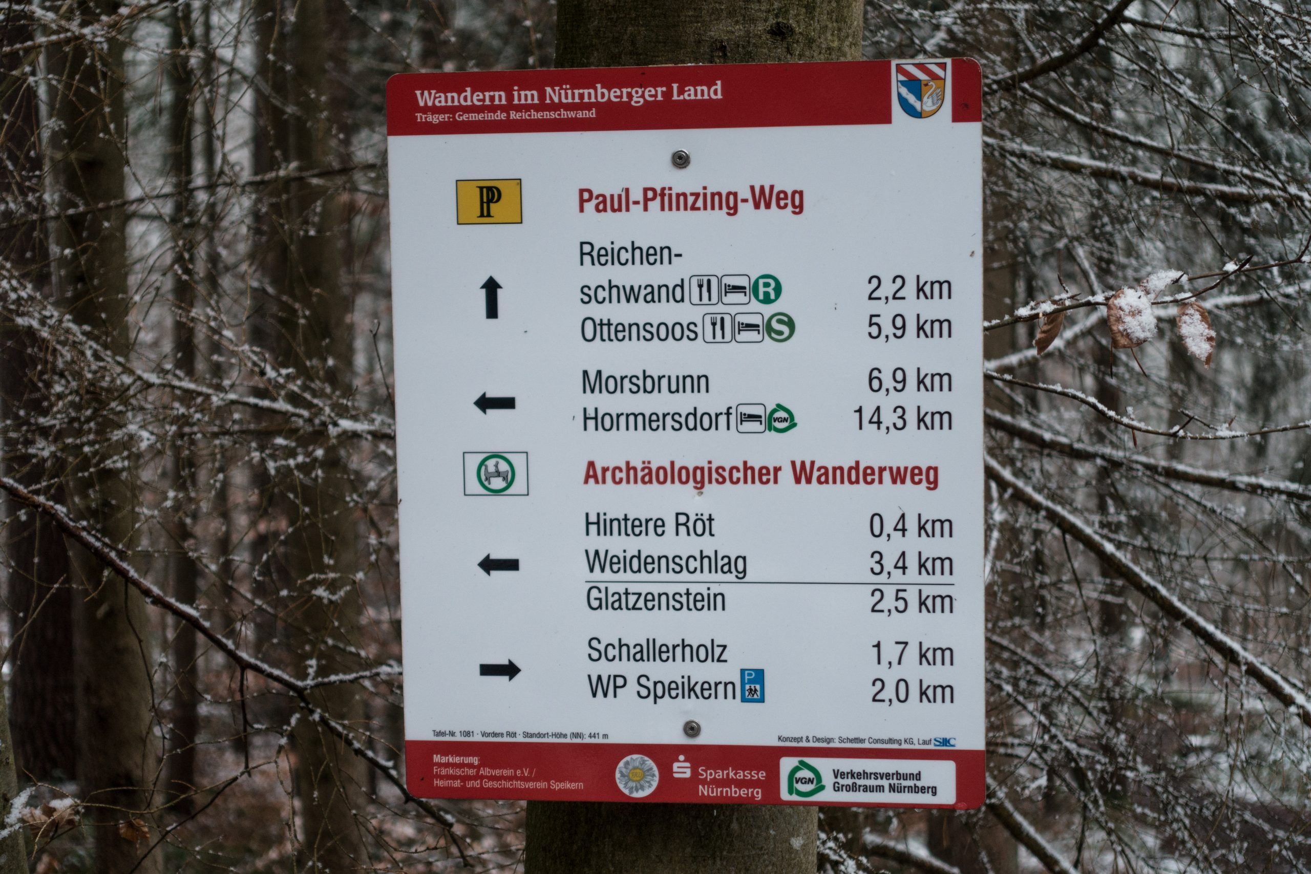 Wegetafel an der Hinteren Röt